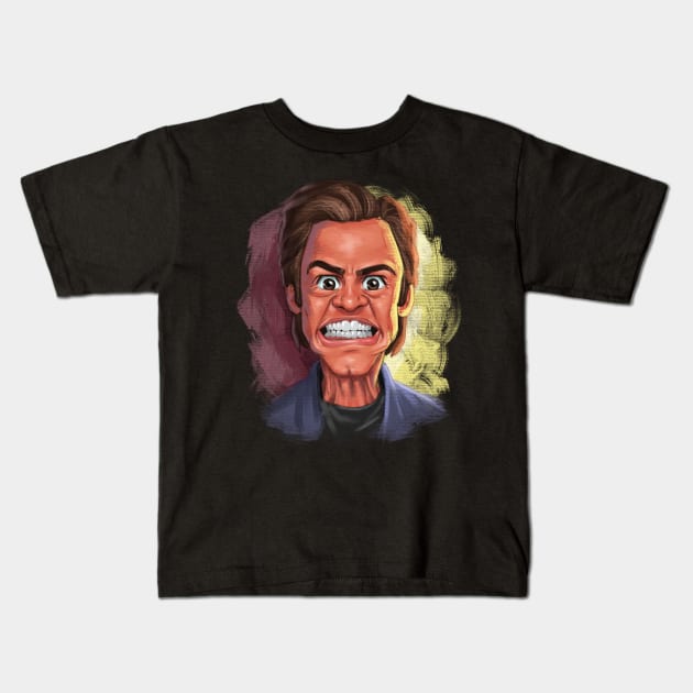 Jim Carrey Digital Painting Kids T-Shirt by Manlangit Digital Studio